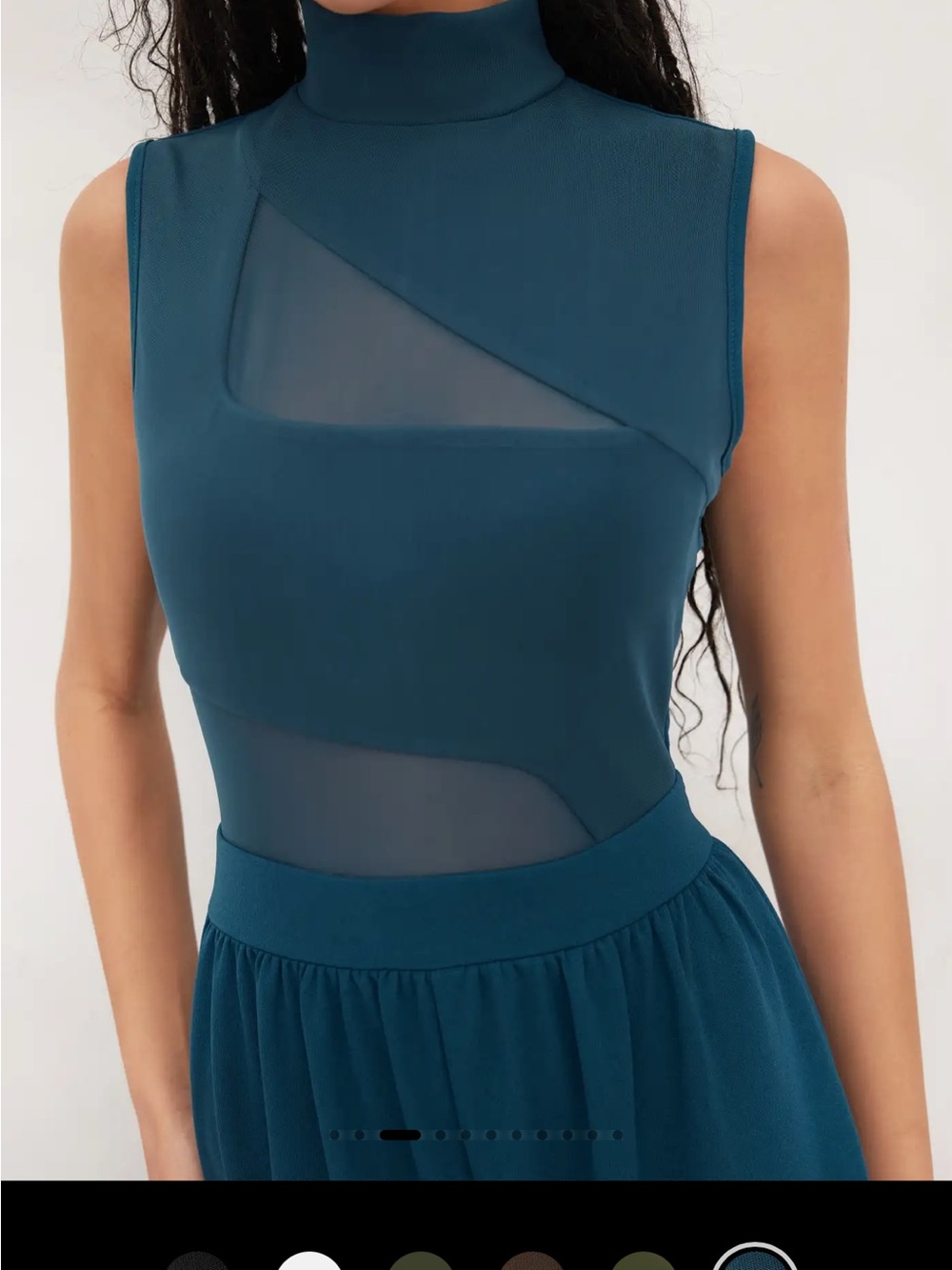 Cider Teal High-Neck Wide-Leg Jumpsuit - Picture 2 of 5